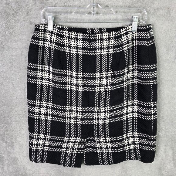 Womens Talbots Black & White Plaid Wool Blend Lined Pencil Mini Skirt Size 8 - Picture 5 of 8